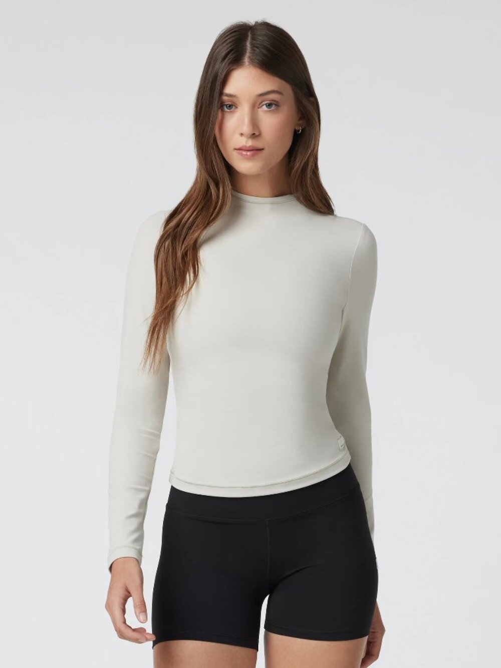 Vuori Allthefeels™ Long Sleeve Mock Neck Top Off White Athletic Workout Size XS